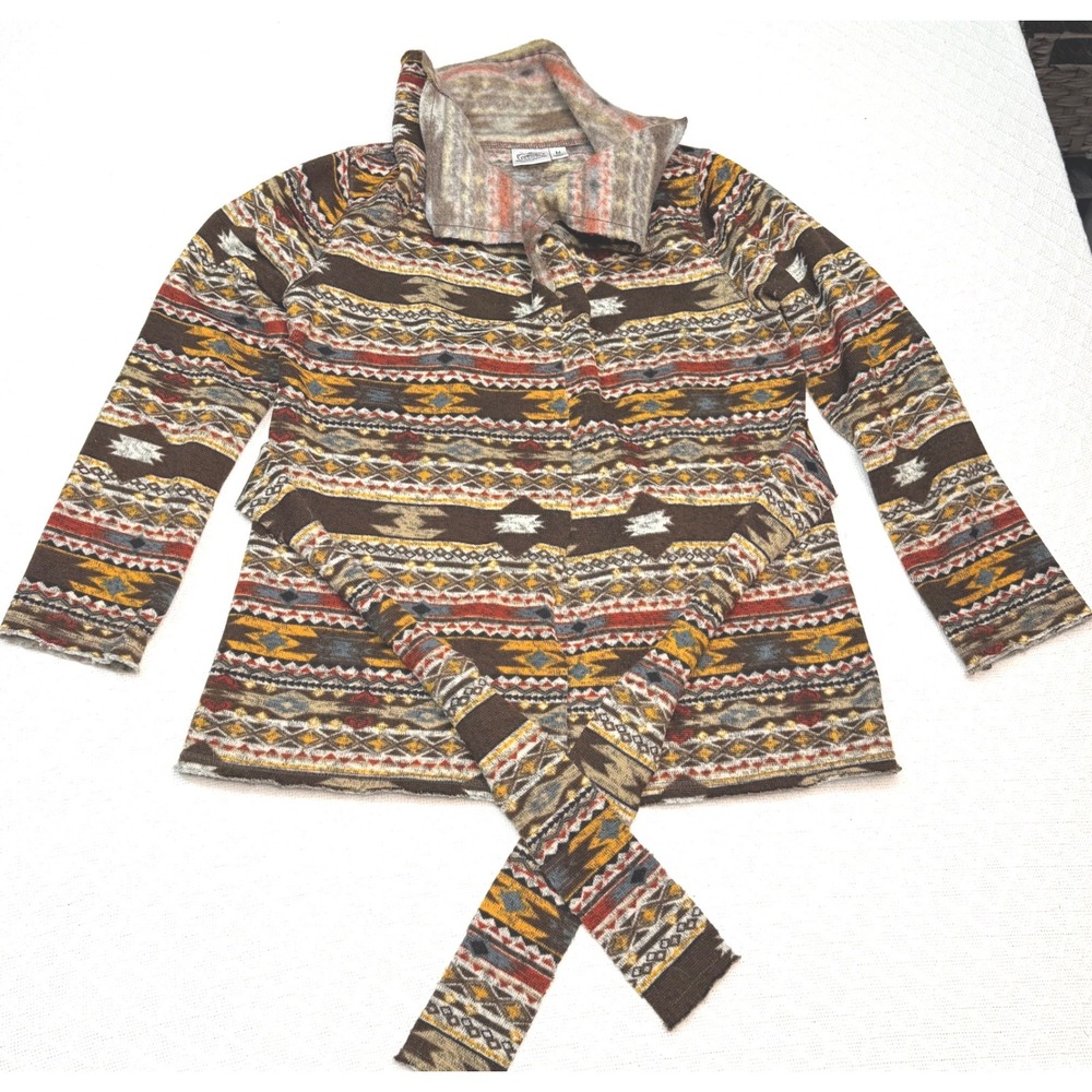Cowgirl Justice Womens Southwestern Aztec Boho Wrap Cardigan Brown Medium 1241
